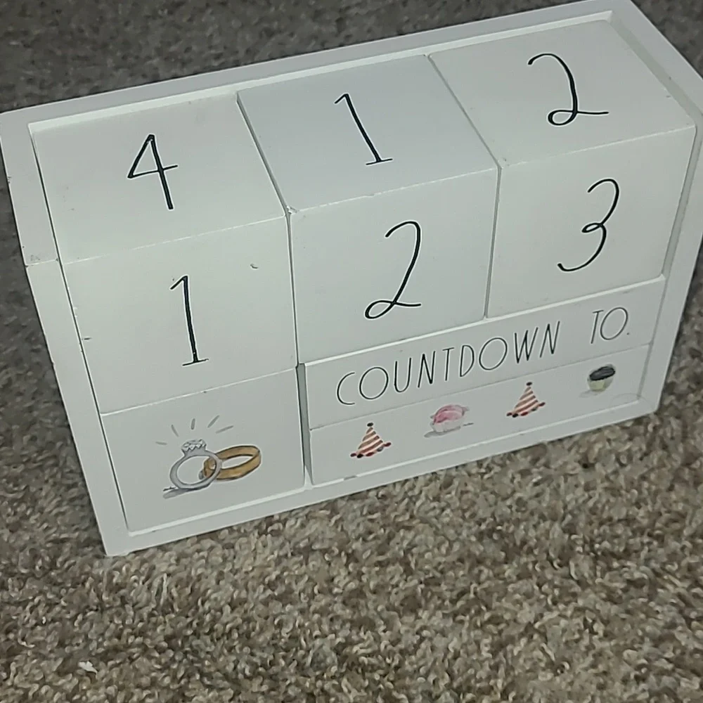 Rae Dunn White and Black Perpetual Countdown Block Calendar